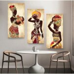 3 pi�ces peinture sur toile de femme noire africaine affiche dart ethnique pour d�coration de salon d�cor ...