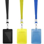 3 pi�ces porte badge tour de cou cuir porte - badge vertical en cuir synth�tique avec cordon en nylon ...