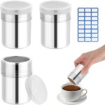 3 pi�ces sucrier pour sucre en poudre saupoudreuse cacao acier inoxydable saupoudreuse sucre glace boite ...