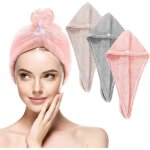 3 serviettes  cheveux en microfibre ultra douce pour femmes super absorbantes et anti - frisottis
