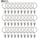 30 anneaux de rideau pcs avec pinces pinces � draperie solides crochets sur support de tige de tension ...
