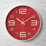 30 cm fond rouge texte blanc et cadre blanc horloge murale silencieuse horloge murale sans tic - tac ...