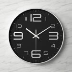 30 cm peint par pulvrisation fond noir argent horloge murale silencieuse horloge murale sans tic - tac ...