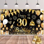30 dcorations fte en noir ordeco anniversaire 30 ans bannires de joyeux anniversaire fte porche signe ...