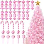 30 pcs 11cm nol bonbons bquilles decoration mini canne sucre boule de arbre noel en plastique rose ...
