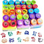 Tampons auto - encreurs - non spcifi - 30 pcs - animaux multicolores - cologique - pour enfants