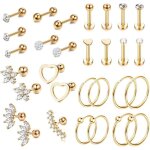 30 pièces 16g cartilage boucle doreille pour femmes hommes tragus conch piercing acier chirurgical piercing ... 30 pièces 16g cartilage boucle doreille pour femmes hommes tragus conch piercing acier chirurgical piercing ...
