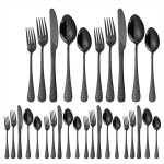 30 pi�ces ensemble de couverts vintage en noir sculpt� m�nag�re en acier inoxydablemotif floral