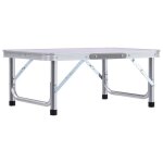 30322734& table pliable de camping et jardin - blanc aluminium 60x45 cm