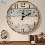 30cm vintage horloge murale rustique silencieuse en bois cadran horloge minuteur pour la maison salon ...