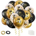 30pcs ballons 20 ans anniversaire - d�corations gris or transparent pour gar�on fille