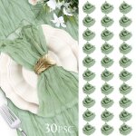 30pcs serviettes en tissu pli�es boho vertes serviettes en tissu chemin de table en �tamine vert sauge ...