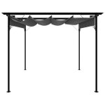 (31516)arche / pergola de jardin chicpergola avec toit r�tractable anthracite 3x3 m acier 180 g / m� ...