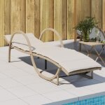 32205& bains de soleil avec coussin beige 60x199x42 cm r�sine tress�e - l60 x p199 x h42 cm - tissu 100 ...