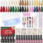 33pcs kit vernis semi permanent avec lampe uv10 couleus kit ongle gel uv complet avec 5pcs base top coat ...