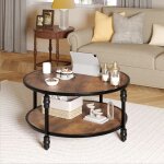 34. 5 table bassetable de salon en bois table basse  2 niveaux avec rangement table d?appoint ronde ...