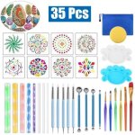 35 kits de peinture mandala pour mandala sur galet pierre pointillage pinceaux palette pochoir art gaufrage ...