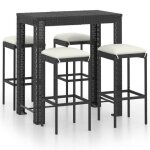 35902211& ensemble de bar de jardin 5 pcstable de bar + 4 tabourets bar mange - debout - et coussins ...