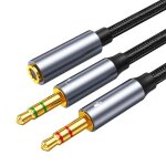 35cm splitter audio double jack - 3. 5mm st�r�o trrs adaptateur micro casque m�le vers 2 femelle c�ble ...