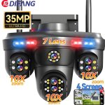 35mp wifi camra ip 4 crans 7 lentilles 10x zoom extrieur sans fil ptz camra de scurit suivi automatique ...
