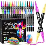 36 couleurs feutre acrylique feutres acrylique coloriage adulte double pointe marqueur acrylique acrylic ...