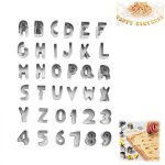 36 pi�ces - mini emporte - pi�ces lettres et chiffres - moule en acier inoxydable - convient aux biscuits ...