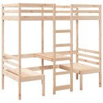 Lit mezzanine enfant - vidaxl - 36467 - 80x200 cm - bois de pin massif - bureau inclus