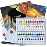 37 pcs kit peinture acrylique set de peintures acrylique 24x12ml tubes peinture non toxique peintures ...