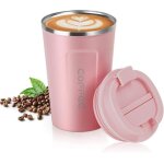 380ml tasse � caf� isothermetasses � caf� de voyage mug de voyage en acier inoxydable (rose)