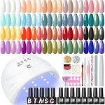 38pcs kit vernis semi permanent avec lampe uvled20 couleus gel u v ongle avec base top coat brillant ...