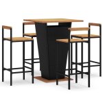 39529827& ensemble de bar jardin 5 pcstable de bar + 4 tabourets bar mange - debout - noir poly rotin ...