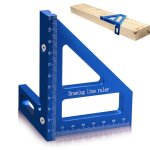 �querre de menuiserie 3d en aluminium bleue - r�gle triangulaire multi - angle grav�e 112 mm