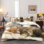 3d housse de couette chat 220240 cmliterie pour enfantsimprim chat mignon + 2 taie doreiller 6565cm ...