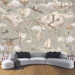 3d papier peint carte du monde animaux en montgolfière papier peint panoramiquepour chambre denfant décoration ... 3d papier peint carte du monde animaux en montgolfière papier peint panoramiquepour chambre denfant décoration ...