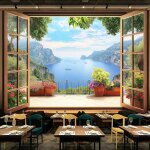 3d papier peint panoramique fausses fentres soie 350x256cm vue mer montagne murales poster pour gant ...