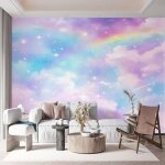 3d photo murale nuages arc - en - ciel de rve galaxie papier peint personnalis color murales 350x256 ...