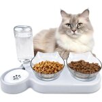 3en1 double gamelle chat surelevee avec distributeur eau - inclinable  15 anti vomissements - base ...