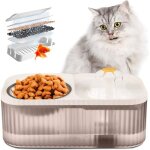 3l fontaine eau pour chat et gamelle chat distributeur de croquettes et eau automatique pour chats petits ...