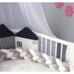 3m tour de lit coussin serpent coussin tress� pare - chocs velours protection b�b� 100% fait � main?2gris ...