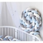 3m tour de lit coussin serpent coussin tressé pare - chocs velours protection bébé - gris + blanc + bleu ... 3m tour de lit coussin serpent coussin tressé pare - chocs velours protection bébé - gris + blanc + bleu ...