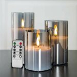 3pcs bougies scintillantes sans flamme en verre gris argenté avec télécommande paquet de 3 fausses bougies ... 3pcs bougies scintillantes sans flamme en verre gris argenté avec télécommande paquet de 3 fausses bougies ...