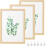 3pcs cadres photo a4 en bois de ch�ne massif avec verre plexi pour dessus de table et montage mural pour ...