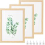 3pcs cadres photo a4 en bois massif de chne avec verre plexi pour dessus de table et montage mural (23 ...