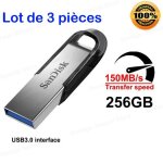 3pcs cl� usb - sandisk ultra flair 256 go - usb 3. 0 vitesses allant jusqu� 150 mo / s protection par ...