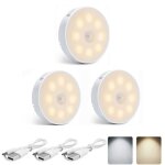3pcs lampe detecteur de mouvement interieur lumire led automatique sans fil rechargeable usb