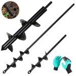 3pcs mche jardin tariere pour perceuse 80mm300mm + 40mm420mm + 40mm220mm foreuse jardin en spirale ...