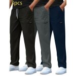 3pcs pantalon lin homme de costume coupe droite respirant casual pantalon pliss� l�ger couleur unie confortabl ...