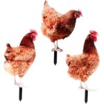 3pcs poules d�coratives de jardin figurines de poules r�alistes et panneaux de pelouse adornement de ...