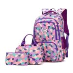 3pcs sac dos enfant fille cartable fille primaire grand avec sacs lunch et trousse sac scolaire violet ...