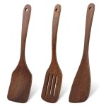 3pcs spatules en bois ustensiles de cuisine de 30 cm doux pour les poles revtement antibactriens spatule ...